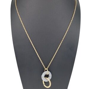 NEW Banana Republic Long Necklace Gold Circle & Gray Beaded 3 Ring